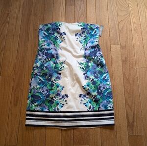 Nwt Women's New York & Company Floral Print Strapless Dress Size 18